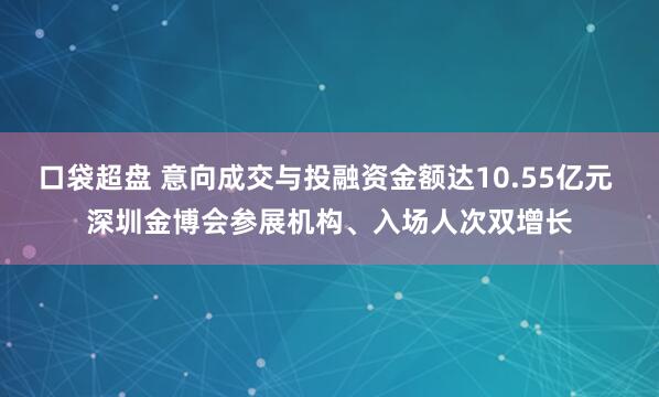 口袋超盘 意向成交与投融资金额达10.55亿元 深圳金博会参展机构、入场人次双增长