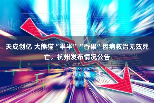 天成创亿 大熊猫“半半”“香果”因病救治无效死亡，杭州发布情况公告
